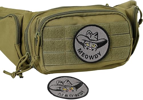 Miniatura 8 de XMJY Parche de meme de gato, 1 pieza de gato vaquero divertido parche moral, parche táctico de gancho y bucle para mochilas, arneses para perros,