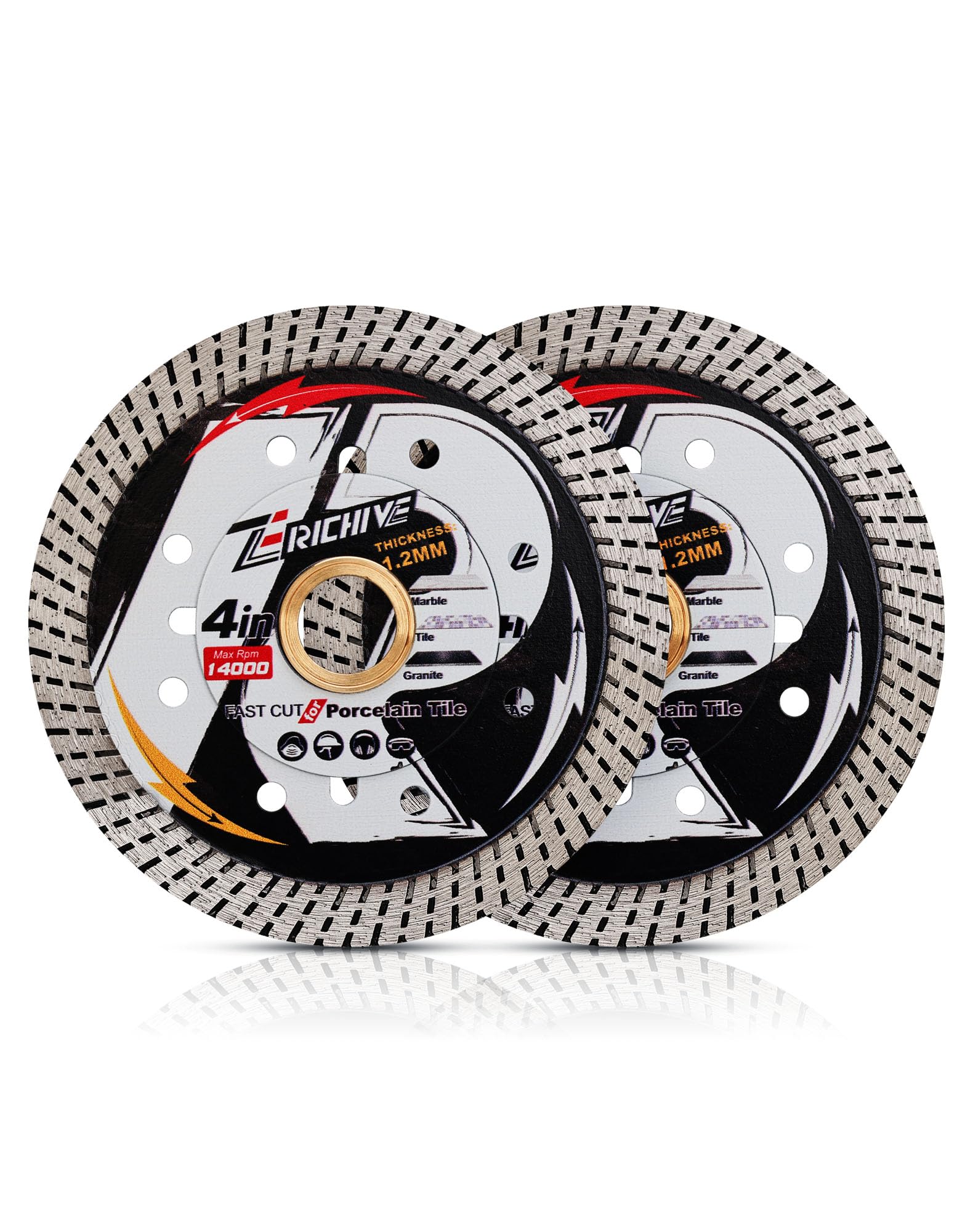 Zerichive 2-Pack Diamant-Schneidscheiben 105 mm,Extra dünne Diamant-Keramik-Scheibe für Fliesen,Keramikmarmor,Nass- oder Trockenschneiden