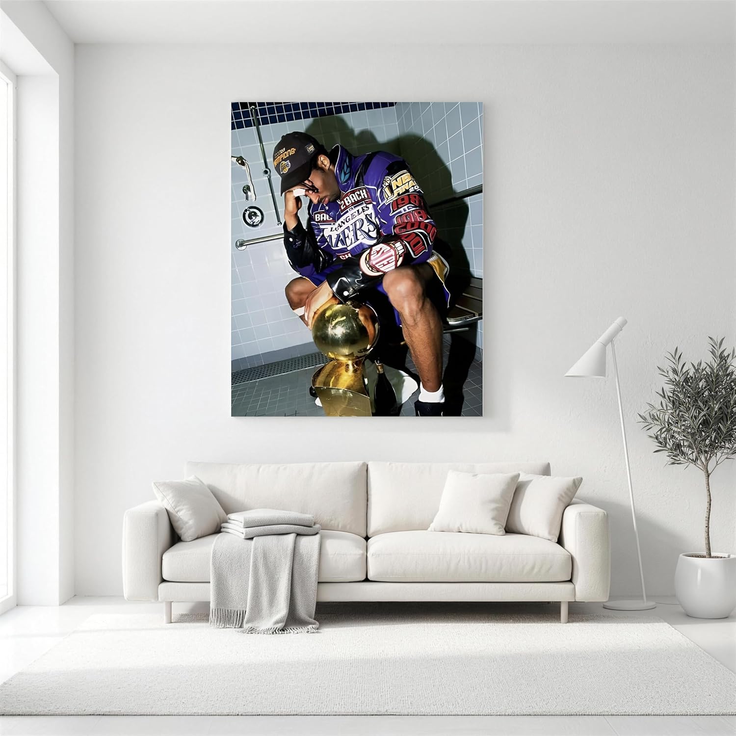Kobe Bryant Canvas Wall Art Decor - Iconic Lakers Championship Celebration Artwork, Trophy and Team Tribute, Bold NBA Finals Victory Poster for Office, Home or Game Room Wall Decoration 24X30