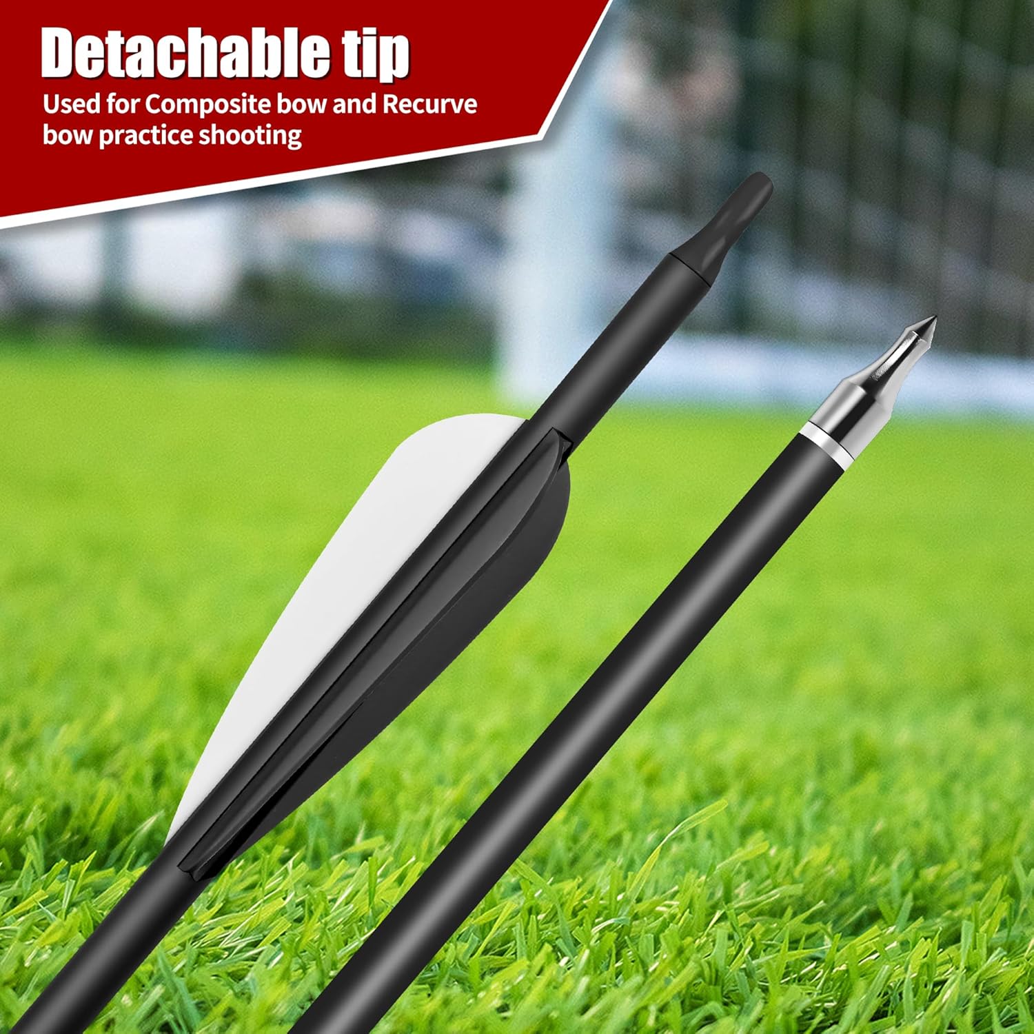 XIXILI 12 Pack Carbon Arrows 32 inch, Hunting and Target Practice Arrows for Compound Bow and Recurve Bow, Spine 500 with Removable Tips