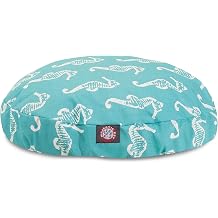 Teal Sea Horse Large Round Indoor Outdoor Pet Dog Bed With Removable Washable Cover By Majestic Pet Products