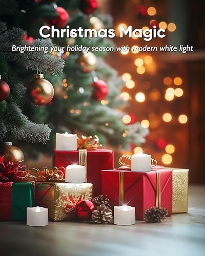 Miniatura 7 de Homemory Paquete de 48 velas de té blancas que funcionan con pilas, velas LED parpadeantes sin llama, velas votivas sin llama de larga duración para