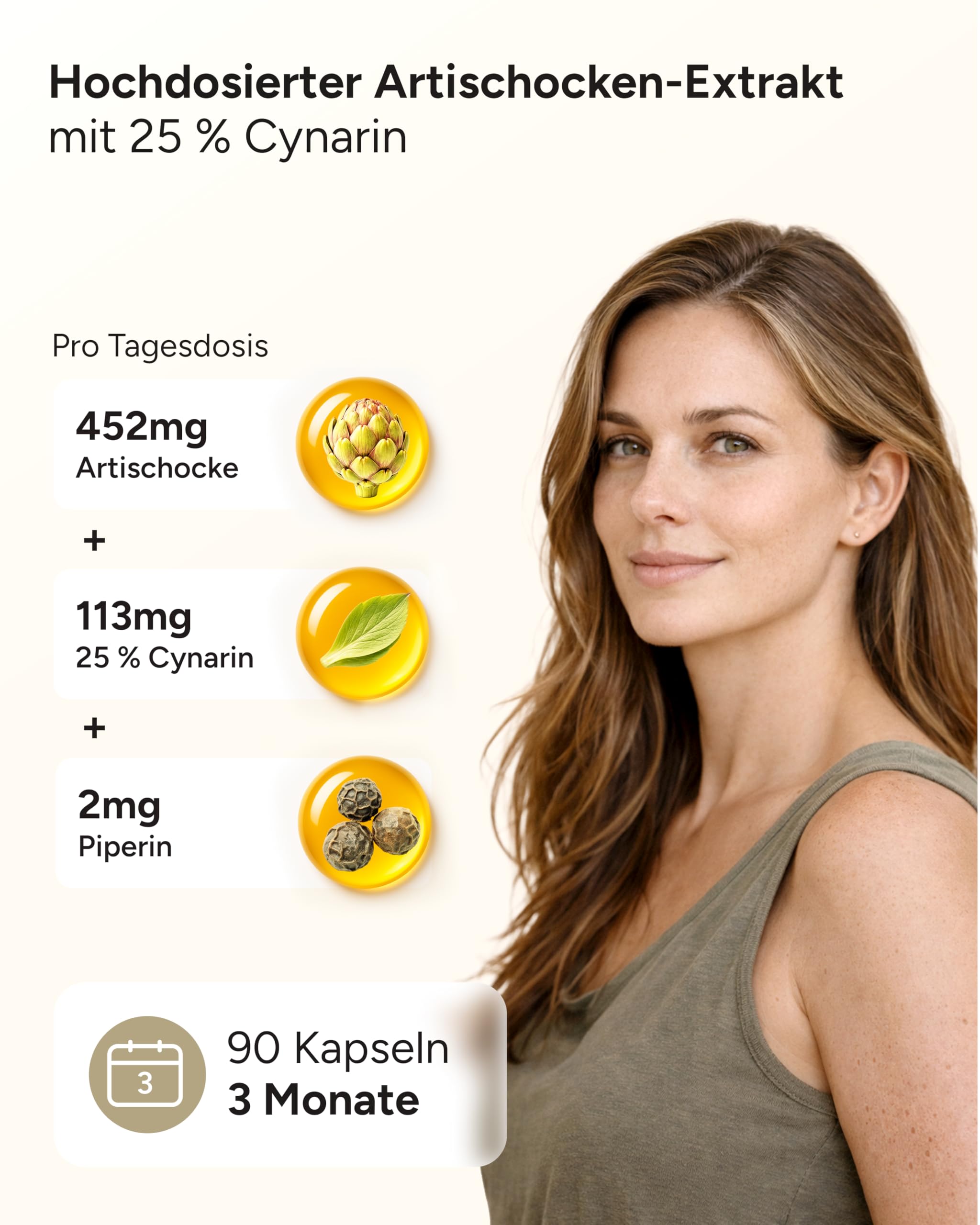 90 Artischocken Kapseln hochdosiert mit 113mg Cynarin - nur 1 Kapsel/Tag - Artischocken-Extrakt hochdosiert - 3 Monatsvorrat