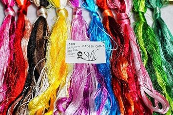 100% Mulberry Silk Embroidery Thread 100 Colors 22m Each (S100) | China Handmade Embroidery Silk Art Thread Jewelry Making Cross Stitch Floss Needlepoint DIY Gift Sewing Kits