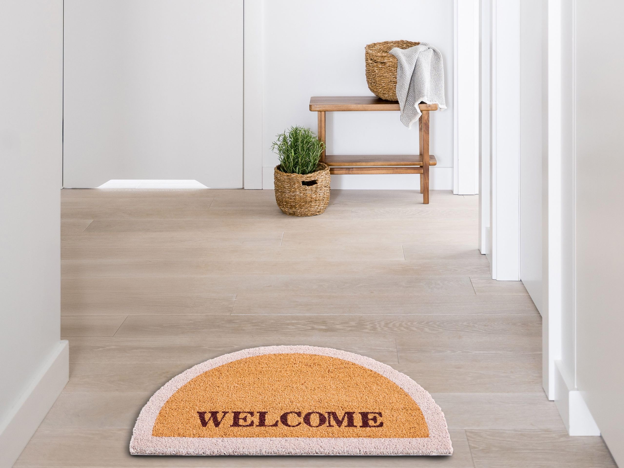 Beliani Paillasson en Fibre de Coco 45 x 75 cm Dessus Antidérapant en PVC Naturel Buhi