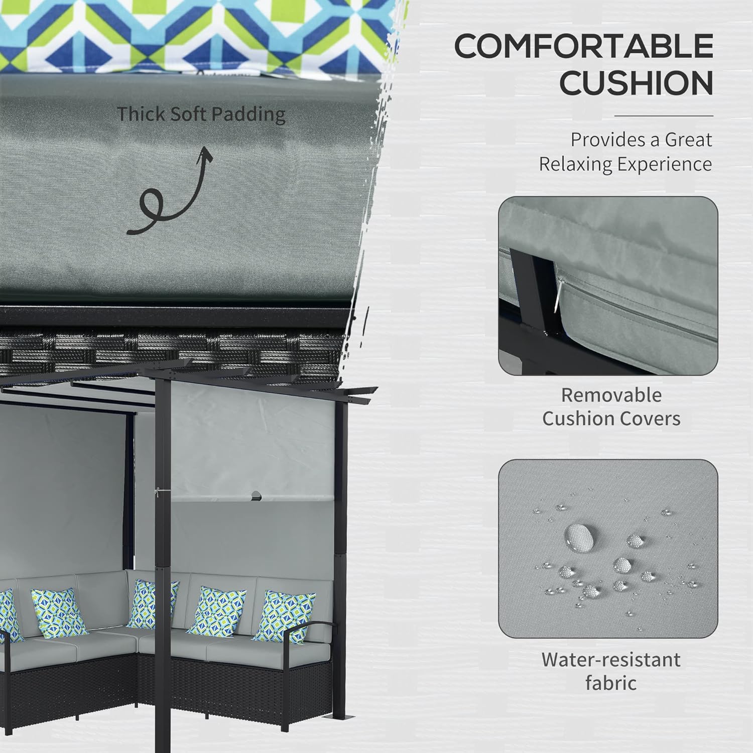Image showing thick soft padding of cushions and removable, water-resistant cushion covers.