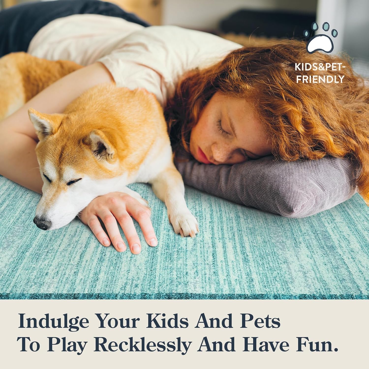 Lahome Abstract Runner Rug,Teal 2.5x8 Runners for Hallways Washable Non-Slip Kitchen Rug Runner,Low-Pile Soft Entryway Runner Rug Minimalist Solid Indoor Carpet Runner for Bedroom Laundry Bathroom - Image 5