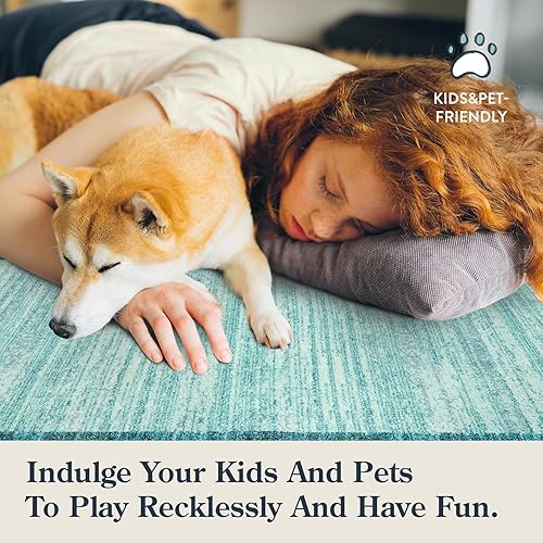 Vista 27 de Lahome Alfombra moderna abstracta para pasillo, lavable, color verde azulado, de 2 x 6 pulgadas, antideslizante, alfombra de pasillo suave, alfombra