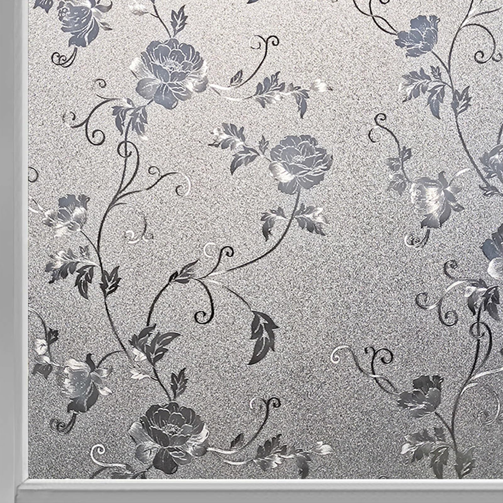 Opaque Window Film Roll 90 x 440 cm(35 x 173inch) Frosted Window Sticker Non-Adhesive Static Clings, Static Cling Removable Without Glue Or Residue for Home Office, Hibiscus — image 1