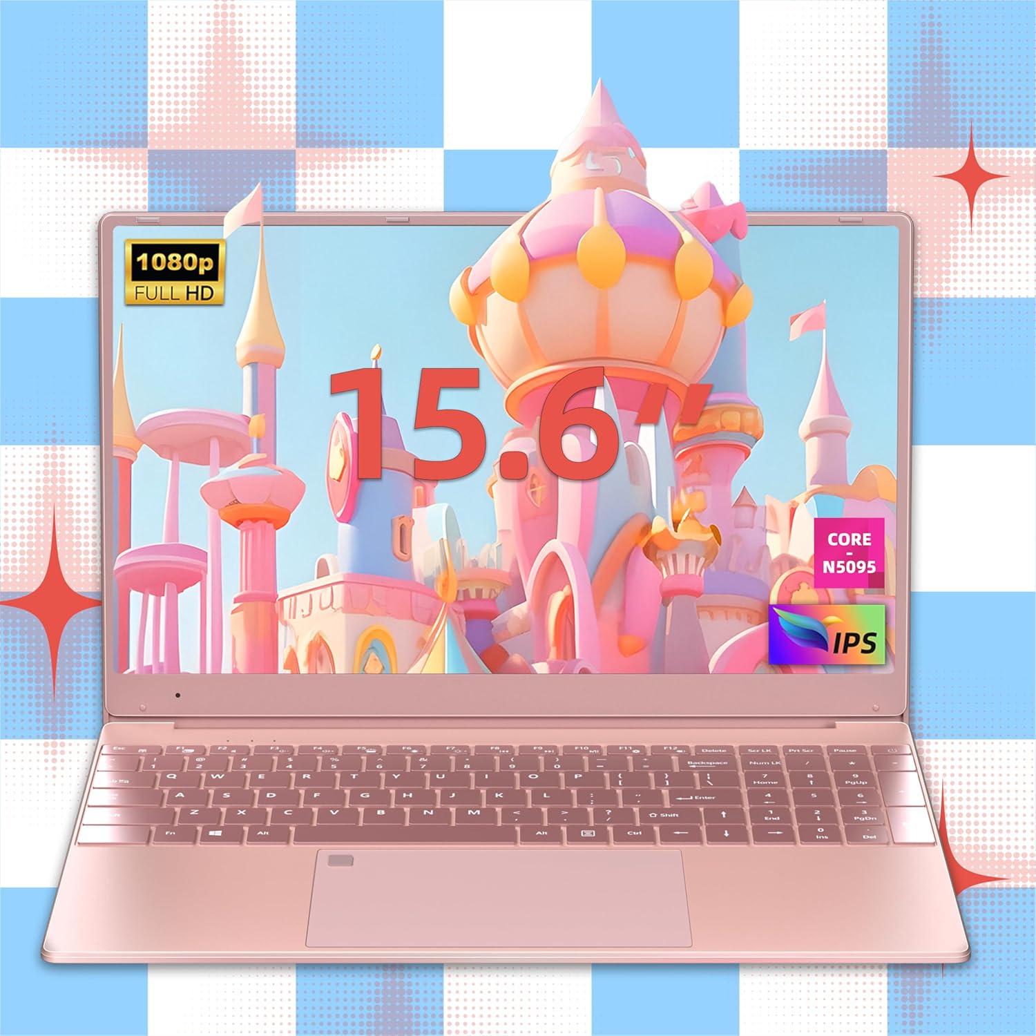 Rose Gold Laptop 15.6" FHD IPS Display, N5095 Processor (Up to 2.9GHz), 16GB DDR4 RAM 256GB SSD, Backlit Keyboard, Slim Portable Notebook for Business, Study & Home Use