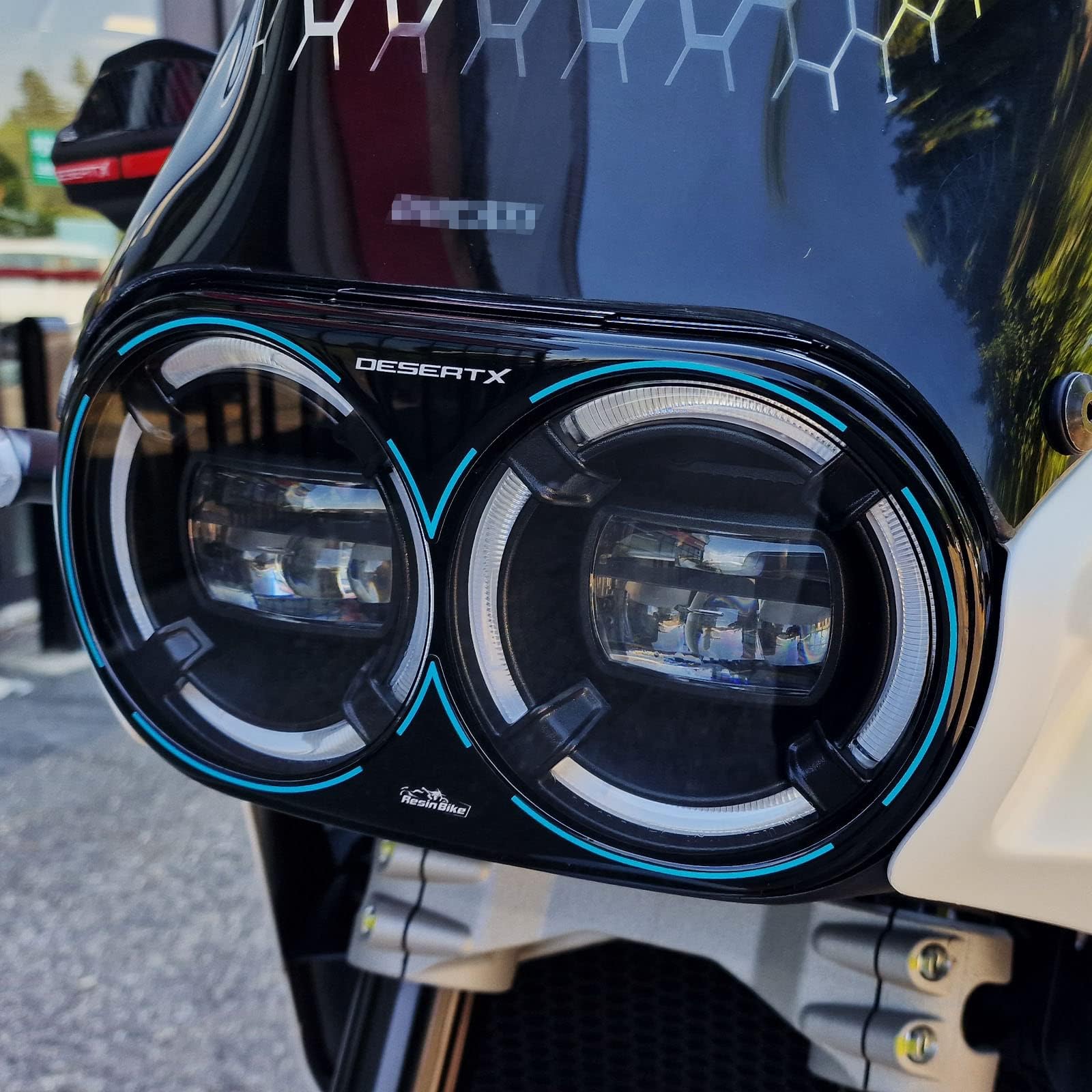Motorcycle 3D Stickers Compatible with Ducati DesertX 2022-2026. Headlight Protection from Impact and Scratches. Motorcycle Resin Stickers - Made in Italy