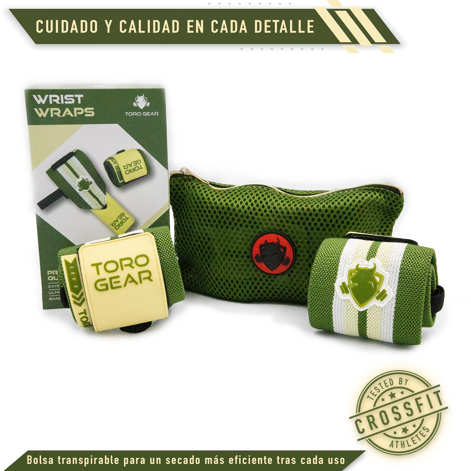 Muñequeras CrossFit y Halterofilia – Titan Ultra Lift – Soporte Profesional para Levantamientos Pesados – Velcro Ultrafuerte – Talla M 30 cm o L 45 cm