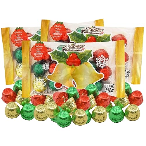 Chocolates navideños envueltos individualmente, golosinas de Navidad de tamaño bocado, recuerdo de fiesta, relleno de calcetines y más, 4.5 onzas,