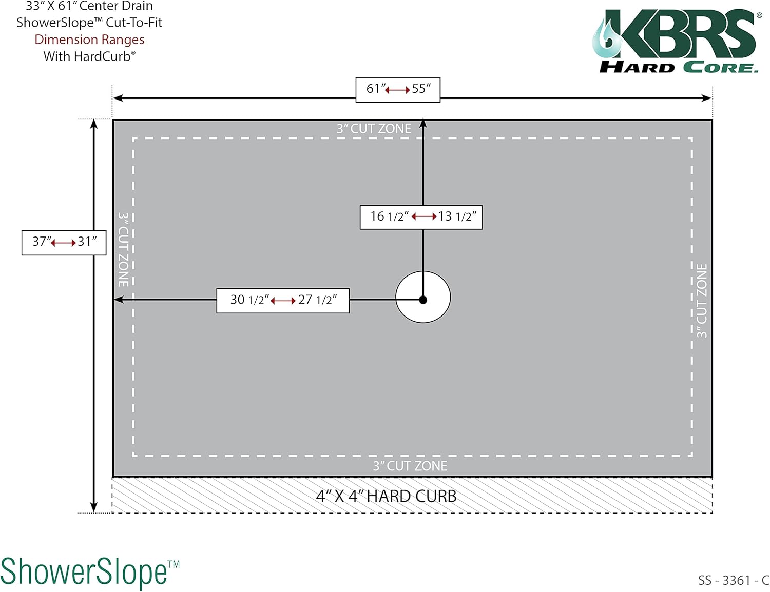 🔥 Cаѕhbасk uр tо 70% Tile Shower Base Kit Cut-to-Fit 34 x 60 Center Drain | Includes: Shower Pan, Adjustable 4 x 4 x 61 Shower Curb, Waterproofing Accessory Kit, and Square Stainless Steel Shower Drain