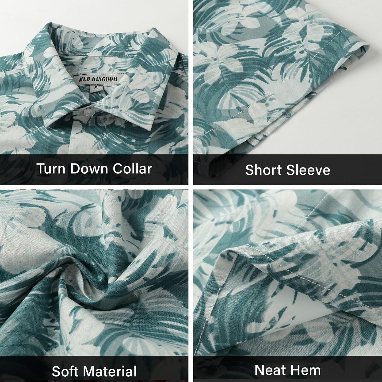 Mud Kingdom Men's Hawaiian Shirt Short Sleeve Beach Tropical Vacation Shirts S-XXL - Image 3