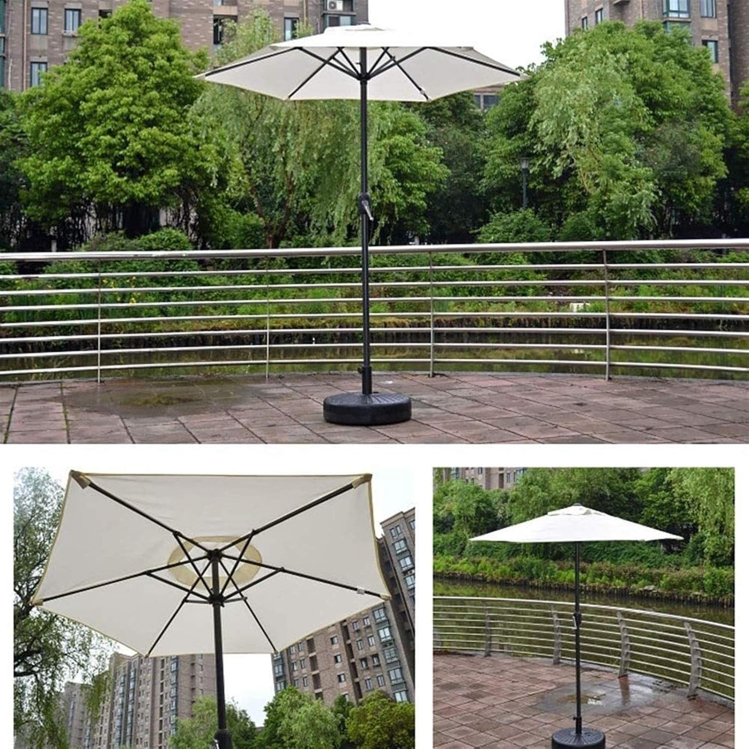 Outdoor Garden Parasols Round Garden Parasol, Sunshade, UV50+, Outdoor Patio Umbrella with Crank for Cafe Beach Pool, 6 Sturdy Ribs good