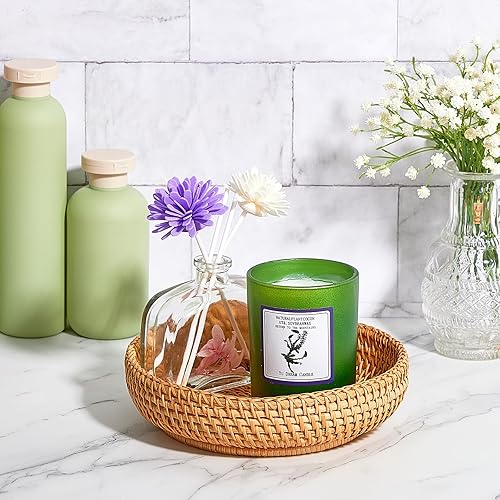 Miniatura 5 de Hushee Cesta redonda pequeña para llaves, 3 unidades, para entrada, cesta tejida de mimbre, bandeja redonda de mimbre para organizar llaves,