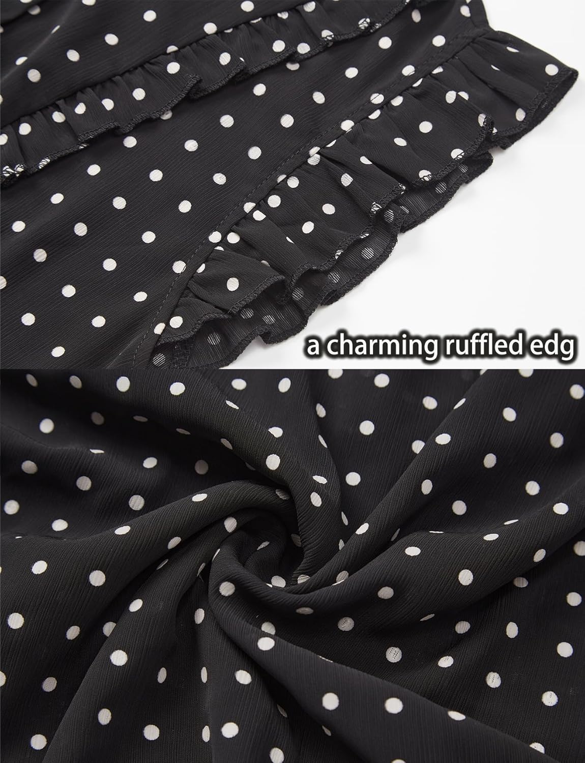 Womens Sleeveless Chiffon Blouses Summer Mock Neck Peasant Tops for Women Dressy - Image 4