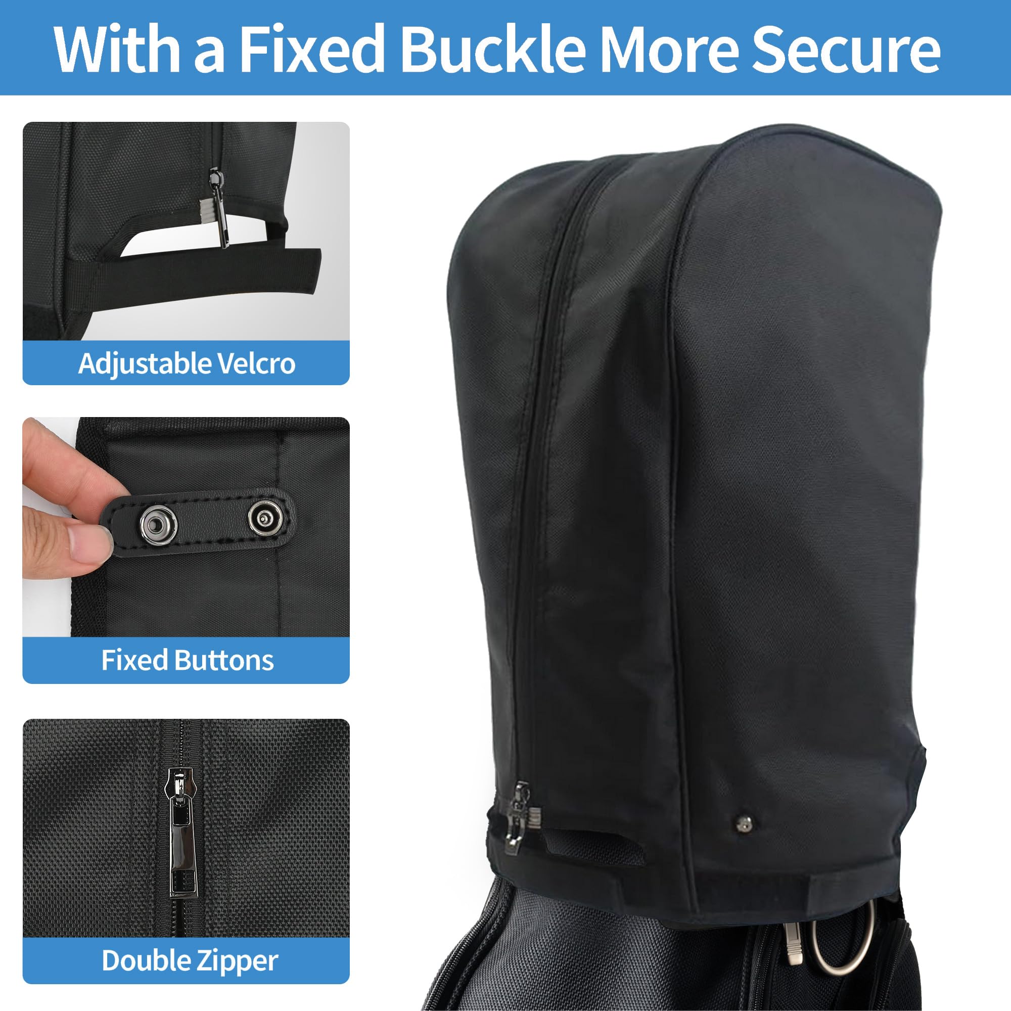 ohbien Housse de pluie imperméable universelle pour sac de golf avec sangles à boucle fixe, tissu Oxford 900D, accès facile, s'adapte à la plupart des sacs de golf et chariots de transport