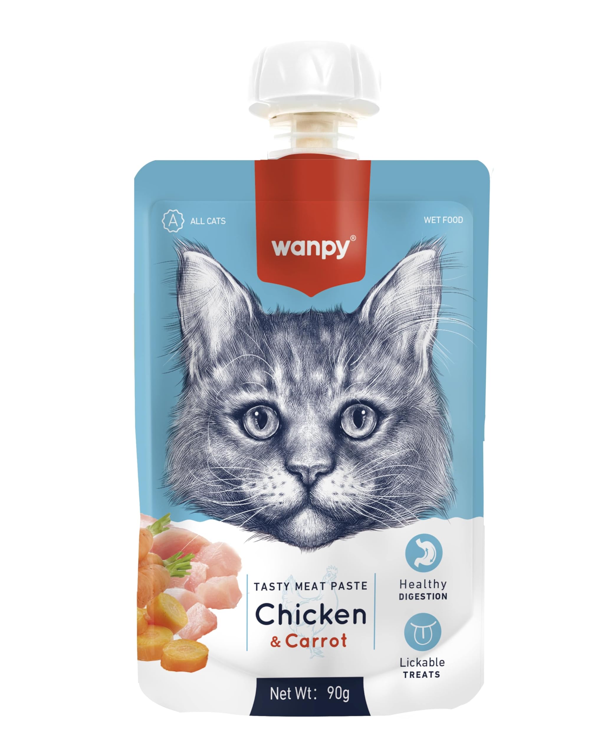 WANPY Premium Lickable Creamy Meat Paste Cat Treats with Chicken