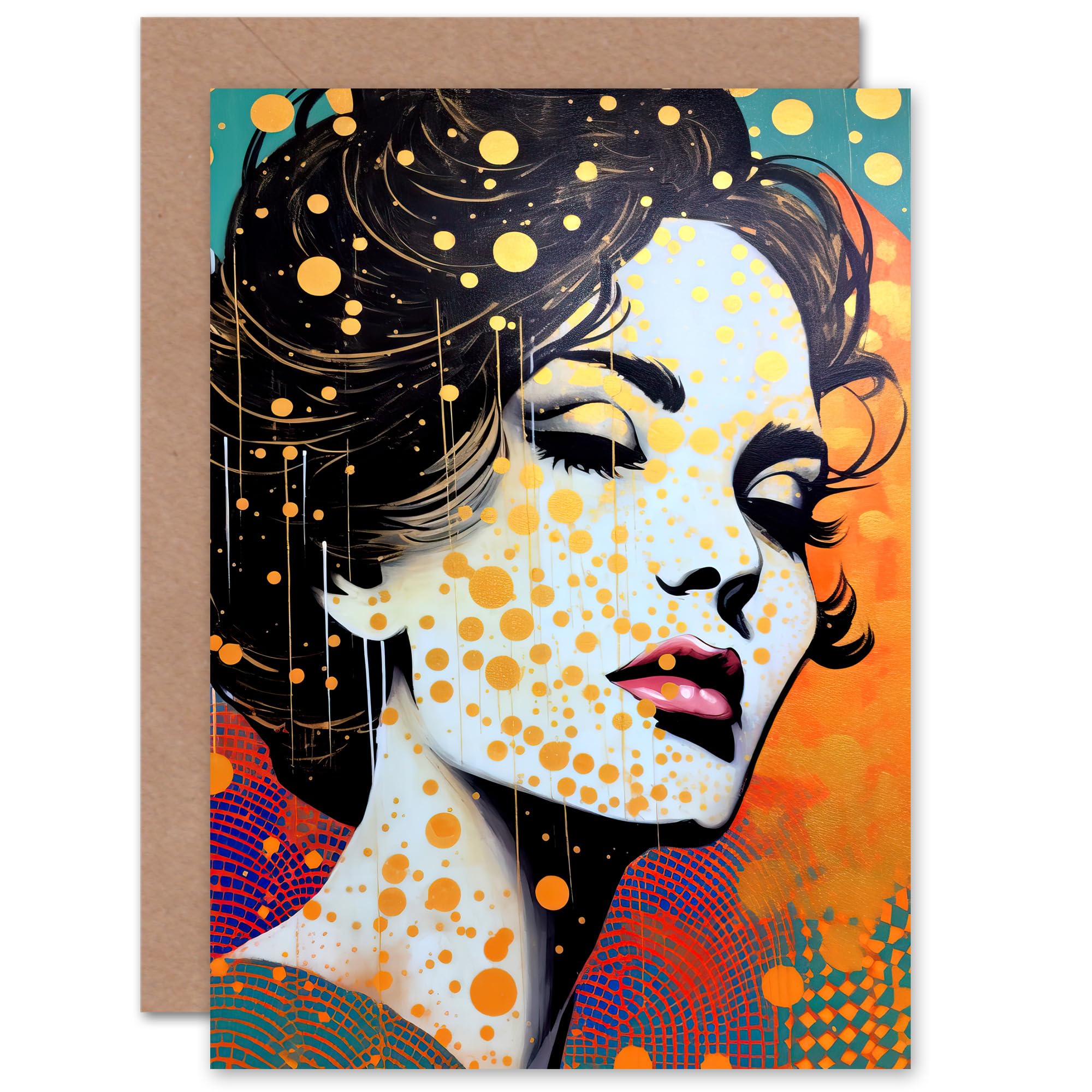 Artery8 Female Retro Glam Glitter for Wife Her Mum Sister Daughter Mom Gran Nan Birthday Thank You Congratulations Blank Art Greeting Card