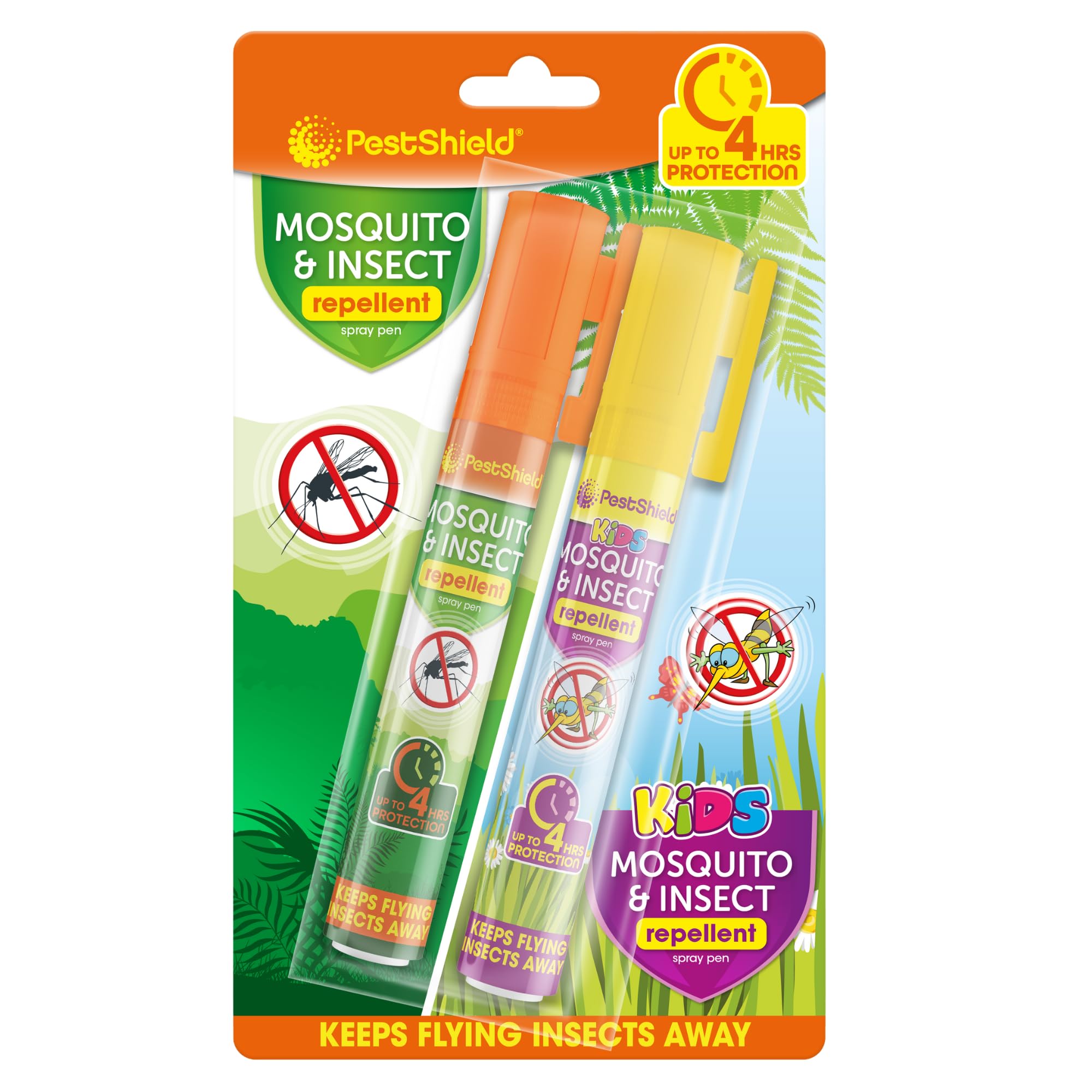 PestShield Mosquito & Insect Repellent Spray Pens Pack of 2 x 10ml | Up to 4 Hours Protection Against Biting Flying Insects, Mosquitoes & Bugs, for Kids & Adults Multipack (2 x 10ml)