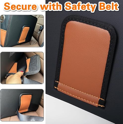 Miniatura 4 de Noaman Organizador de automóvil  Organizador de cuero mejorado para almacenamiento de automóvil para asiento delantero trasero o piso con 3 asas de