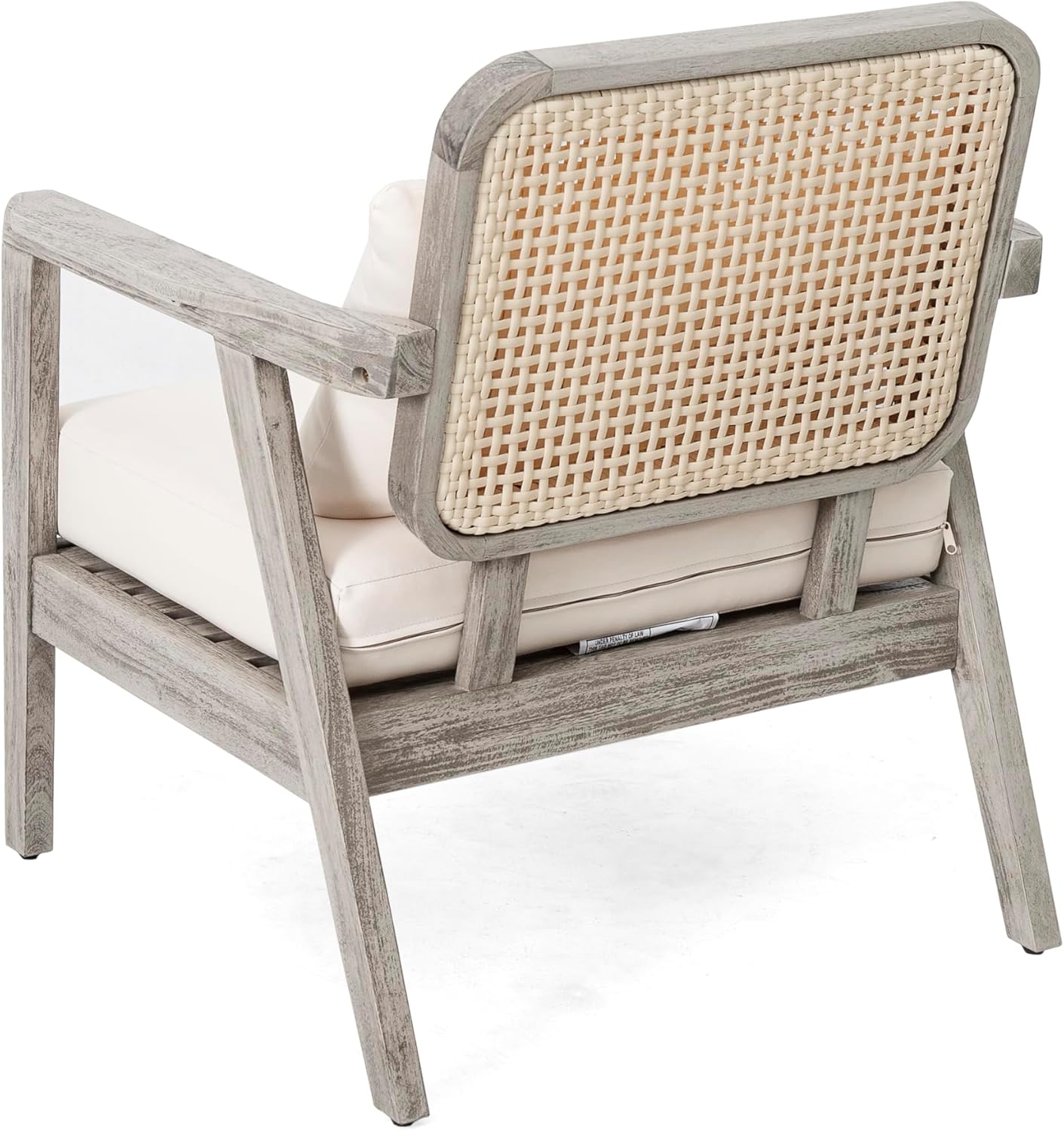 Outdoor Acacia Wood Patio Club Chair with Thick Cream Cushions, Deep Seating for Porch, Garden, Backyard, and Balcony, Premium Patio, Porch, and Balcony Furniture , Sillas Para Patio (Light Gray)