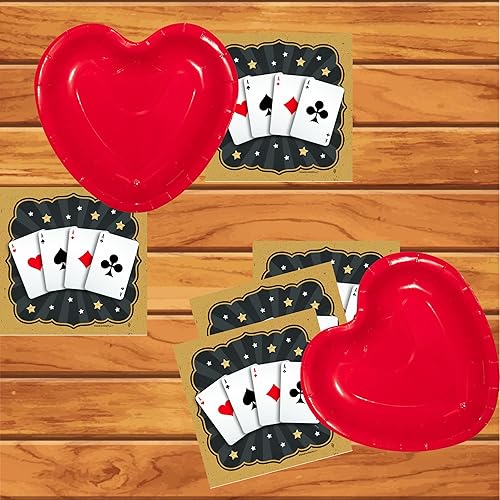Miniatura 5 de HOME & HOOPLA Magic Party Supplies - Juego de cartas de mago, platos de postre de papel en forma de corazón y servilletas para bebidas (sirve 16)