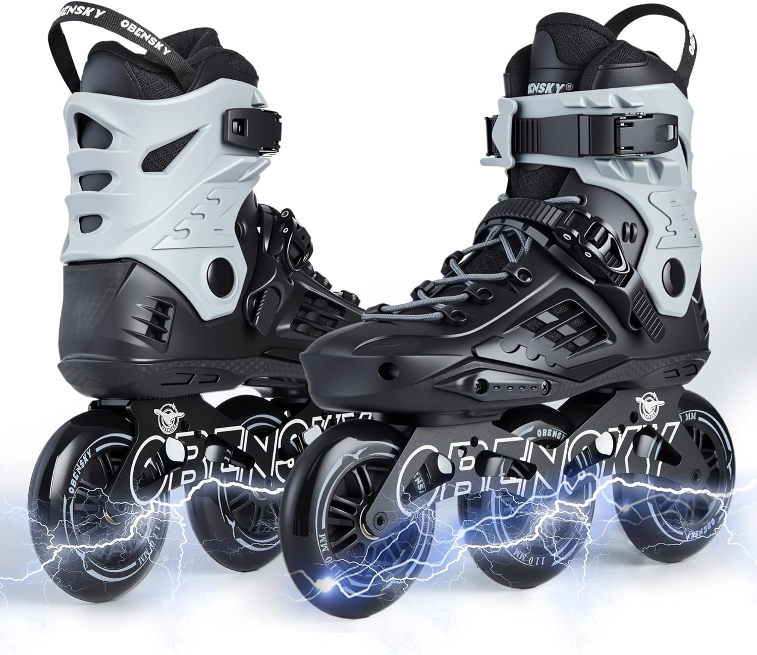 Adults Roller Blades for Women & Men, Inline Skates High Professional Roller Blade for Teens, Fitness & Recreation Racing Skates, Black & Gray, Size 6.5-10.5
