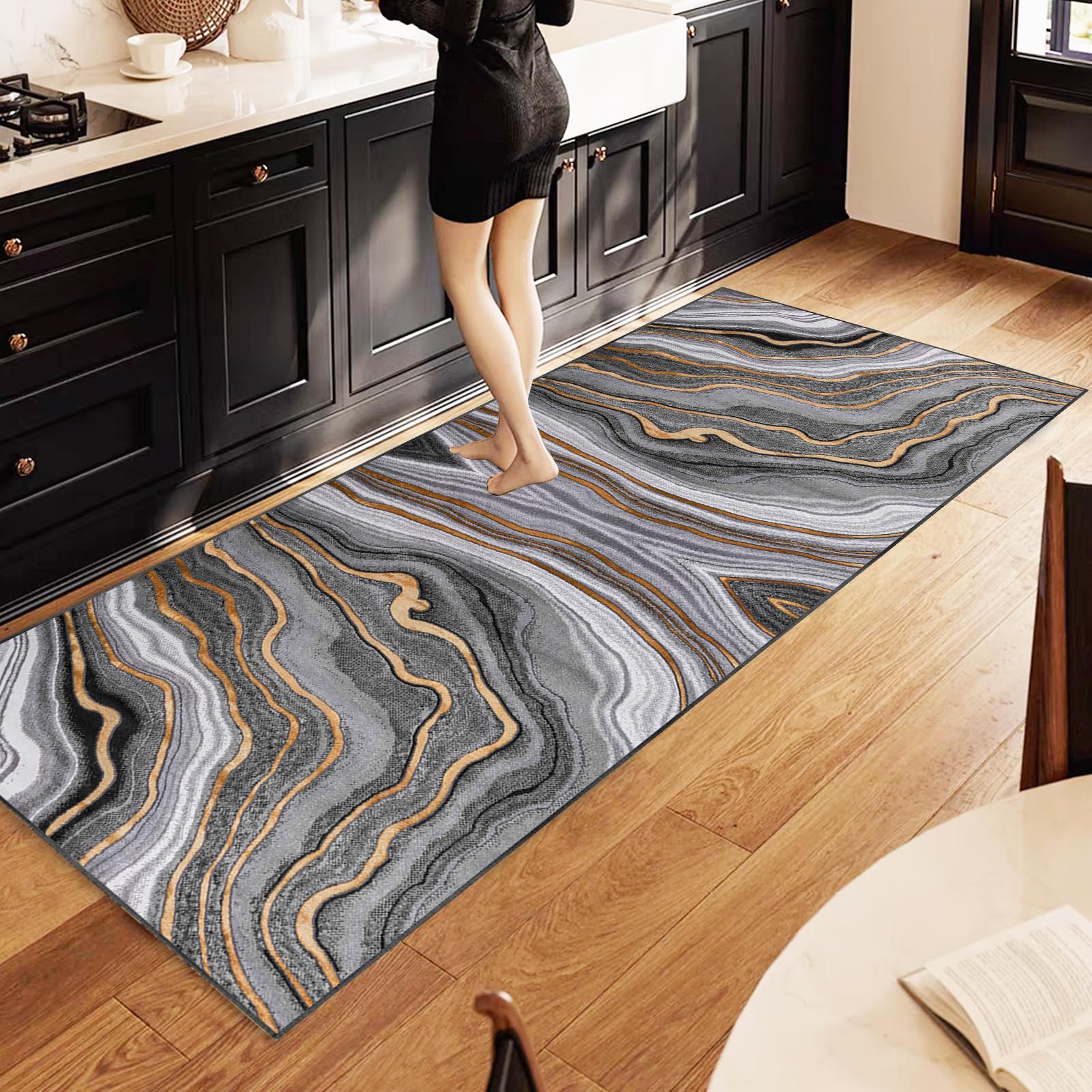 Tappeto Passatoia Runner Cucina Antiscivolo 80x100 Cm – Morbido E Lavabile In Poliestere Con Fondo Gomma, Assorbente Per Corridoio E Ingresso - 2