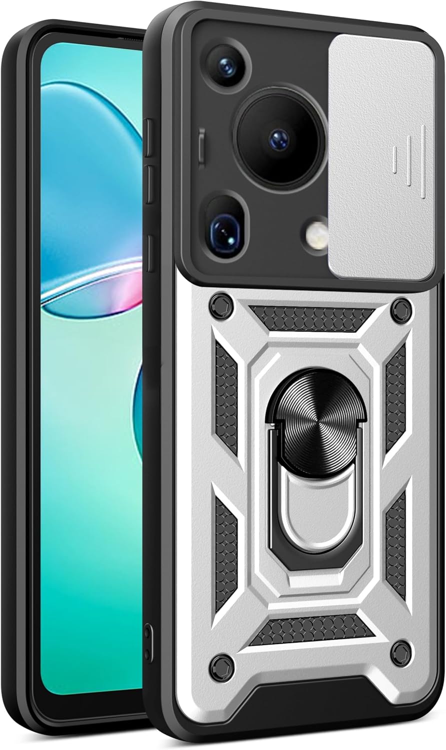 grabist Grabist Case For Huawei Pura 70 Ultra Brand Name: GRABIST | Compatible Phone Models: Compatible with Huawei Pura 70 Ultra | Color: Silver | Compatible Devices: Compatible with Huawei Pura 70 Ultra | Material: Plastic + TPU + Metal | Special Features: Built-in Ring Stand, Camera Slide Cover, Shockproof