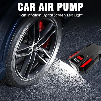 Tire Inflator Portable Air Compressor for Car Tires 12V DC 150 PSI Tire Pump with LED Light Digital Pressure Gauge Car Bike