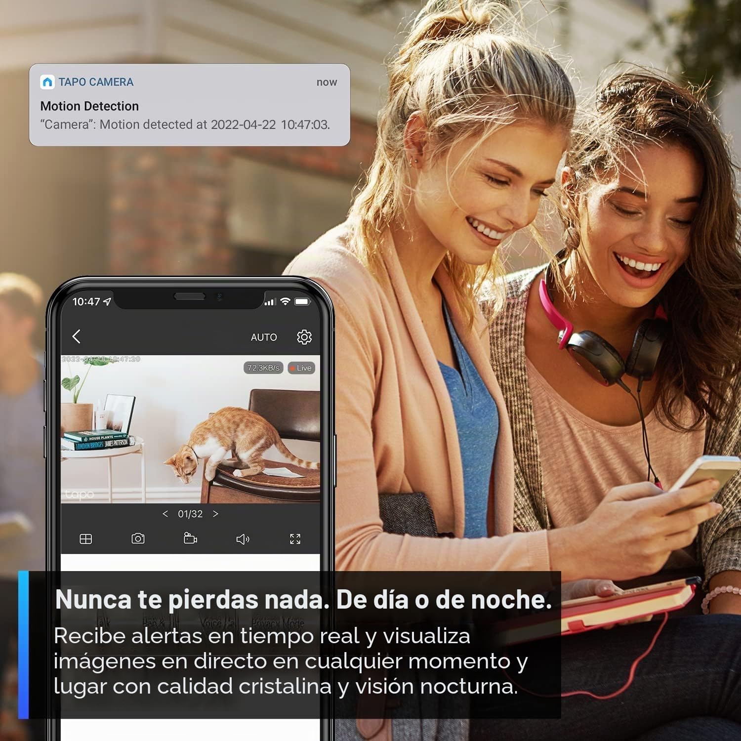 TP-Link - Cámara de Seguridad Tapo 2K para Monitor de bebé, cámara de Perro con detección de Movimiento, Audio bidireccional, visión Nocturna, Almacenamiento en la Nube y Tarjeta SD (hasta 256 GB),