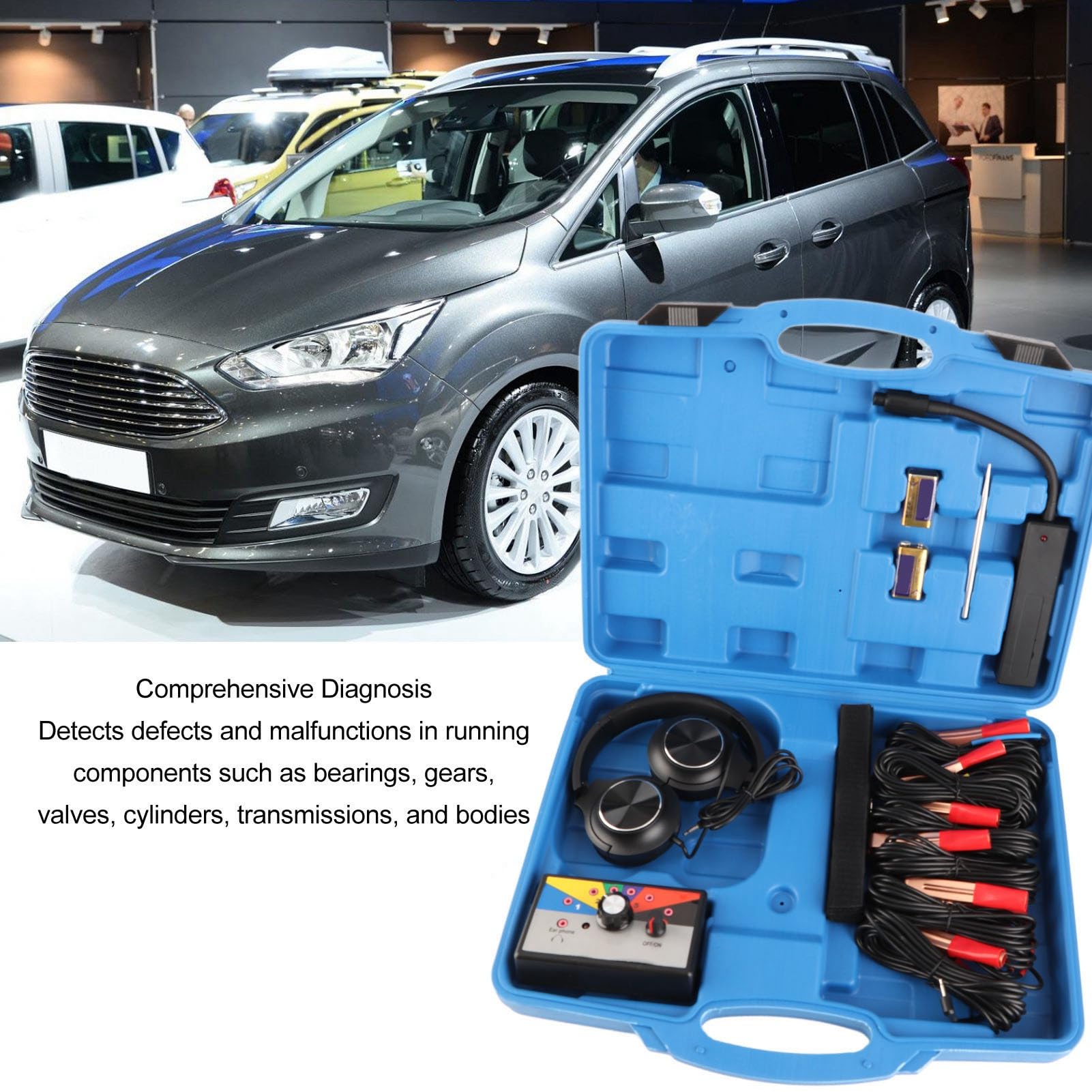 Estetoscopio electrónico Torvex, herramienta de diagnóstico de ruido del motor Alta sensibilidad 6 canales, kit de detección de ruido mecánico anti interferencia