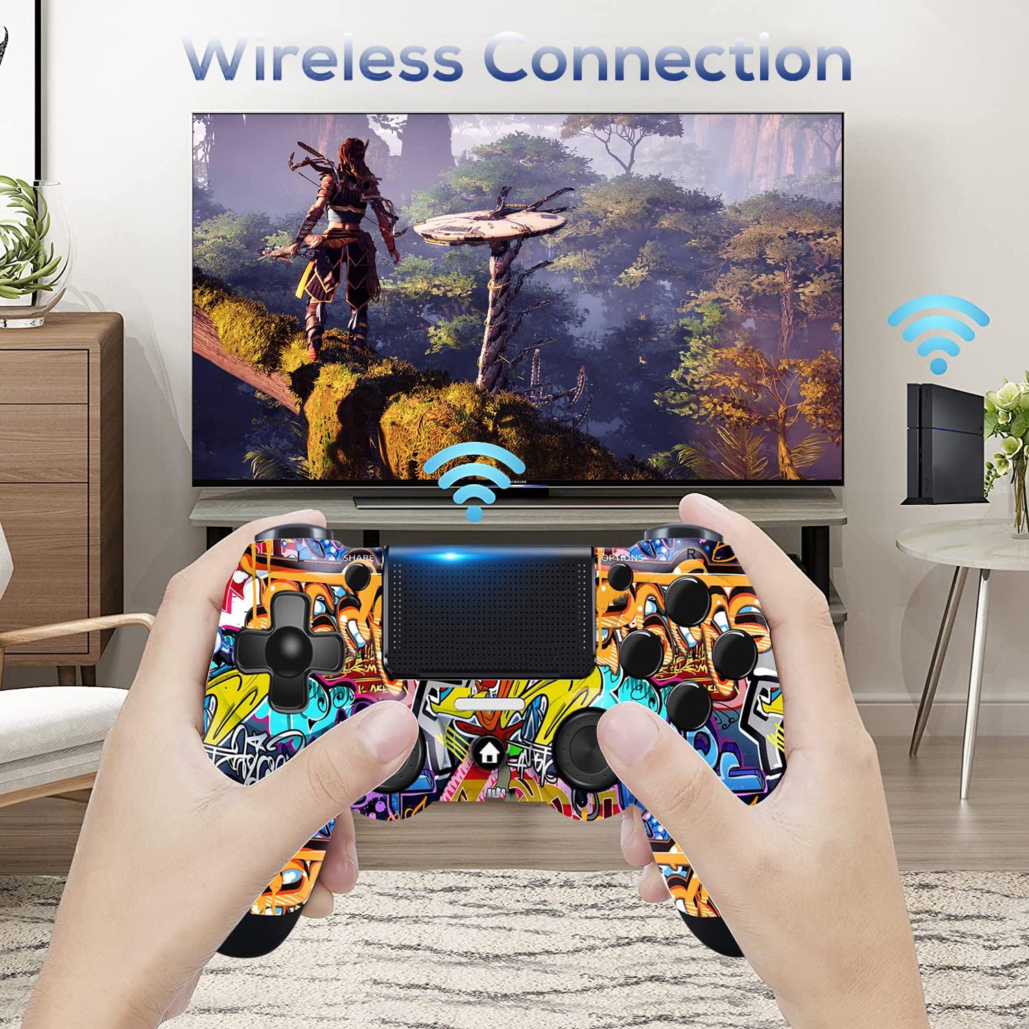 Stycizom Controller Compatibile con Ps-4,Controller Wireless Joystick Compatibile con PS-4/Pro/Slim/PC,Batteria Integrata da 600 mAh con Doppio Sensore di Vibrazione/6 Assi