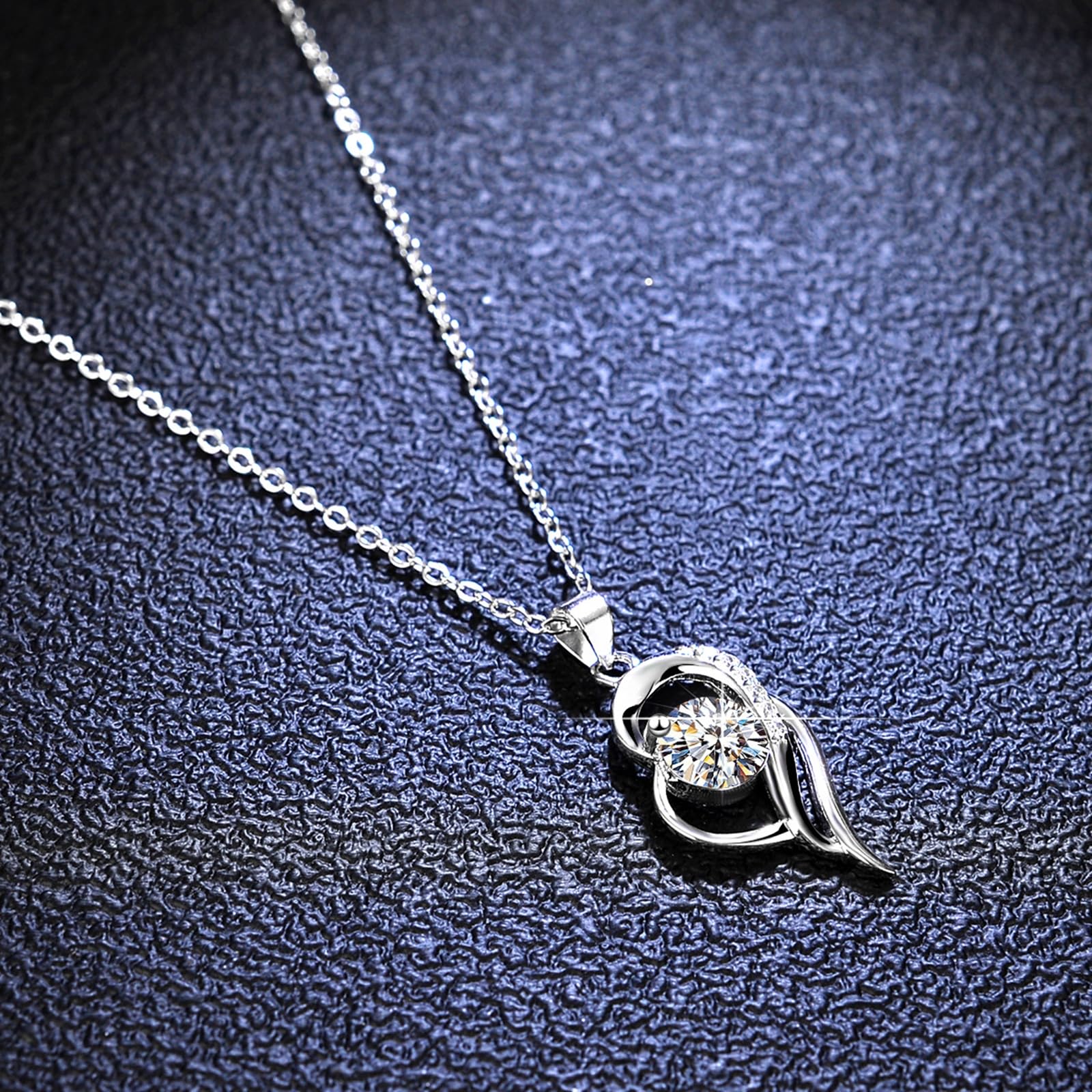 Collar de oro de 9/14/18 quilates con doble corazón para mujer, collar con colgante redondo de moissanita de 1 quilate, oro real