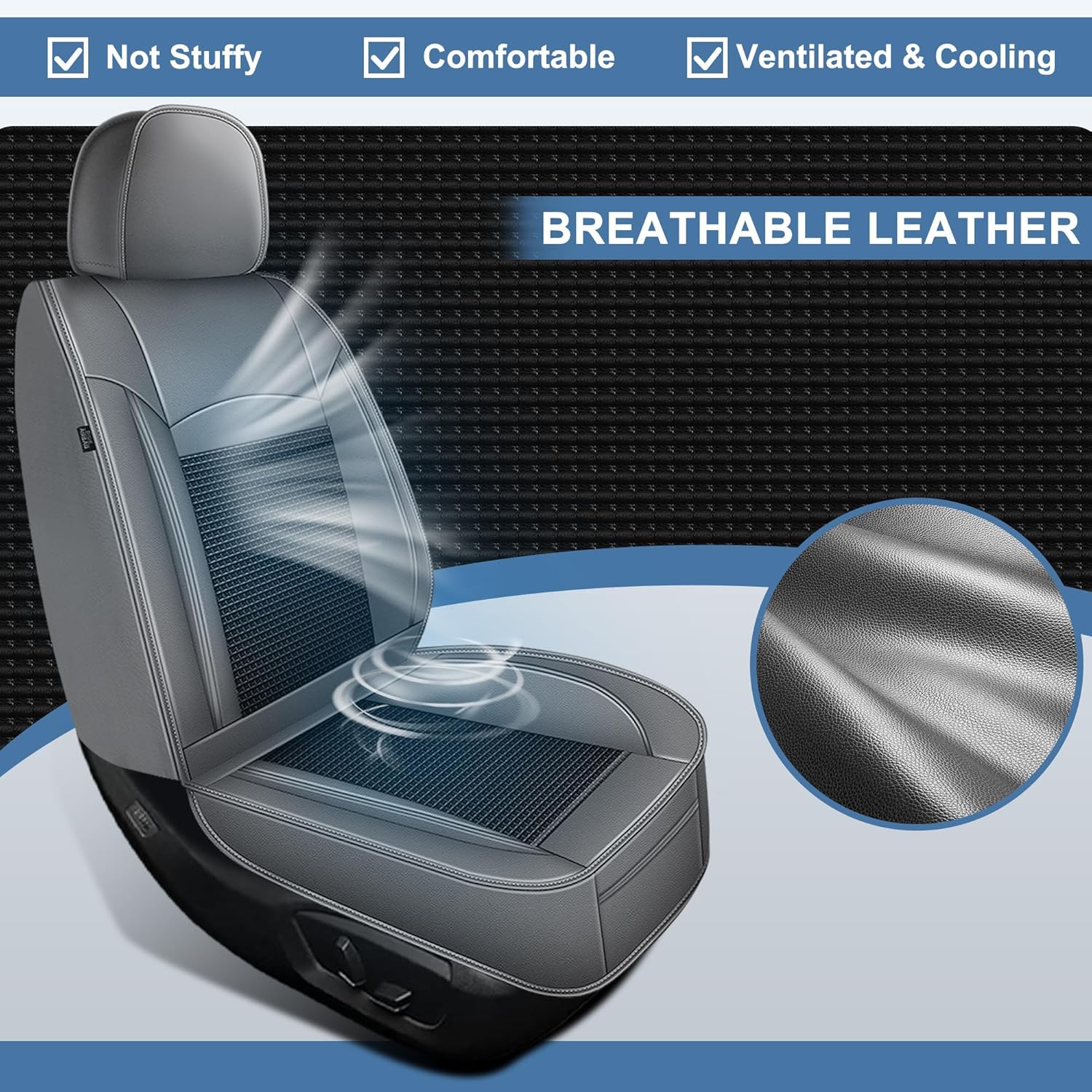 for Ford F150 Seat Covers 2009-2024 2025 2026 & F250 F350 F450 2017-2026 SuperCrew Leather Car Seat Protector (5 Seats, Black & Grey)