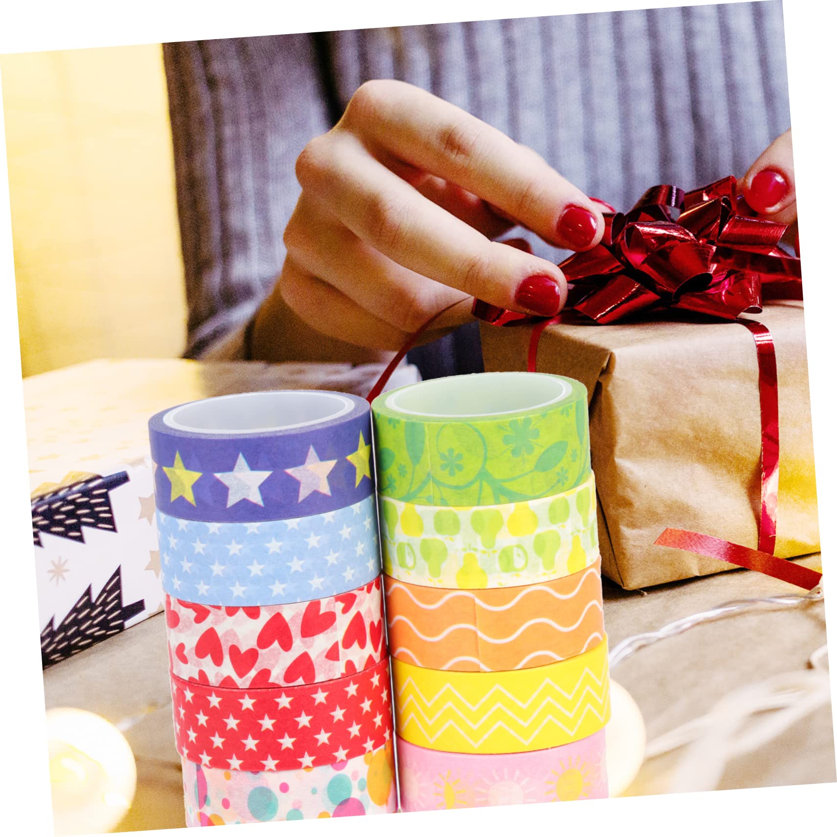 EXCEART 40rollos Cinta Washi Decorativa De Navidad Cintas Adhesivas Para Manualidades y Scrapbooking Diseño De Dibujos Animados Para Decoración De y Cajas De Navidad