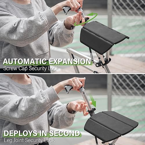 Miniatura 7 de Ta-Da - Silla portátil, bastón de senderismo portátil, bastón plegable con asiento, bastón con silla, silla plegable, aluminio ligero, fácil de