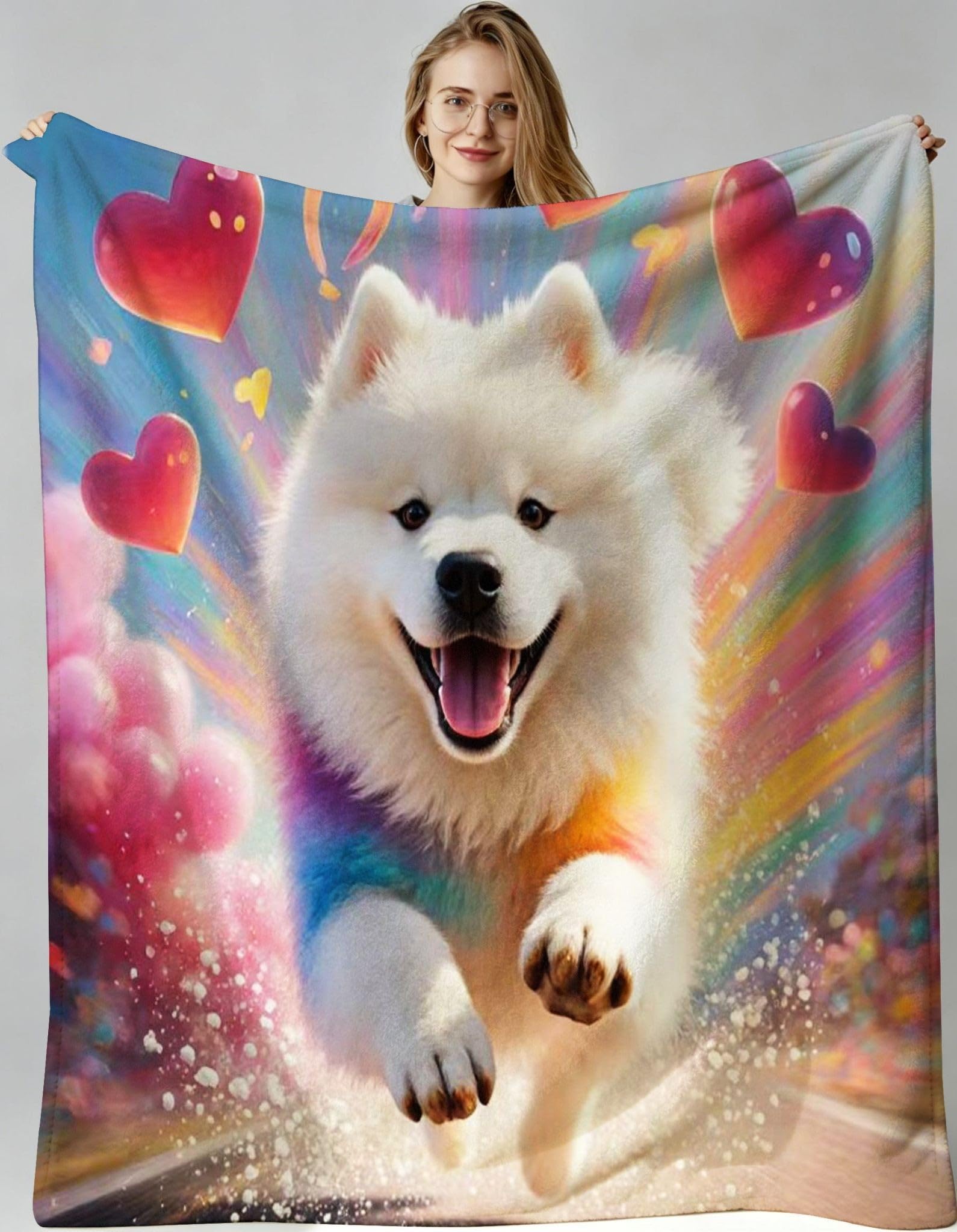 Couverture polaire chien xxl plaid lit 240x260 cm grand jeté de canapé lavable