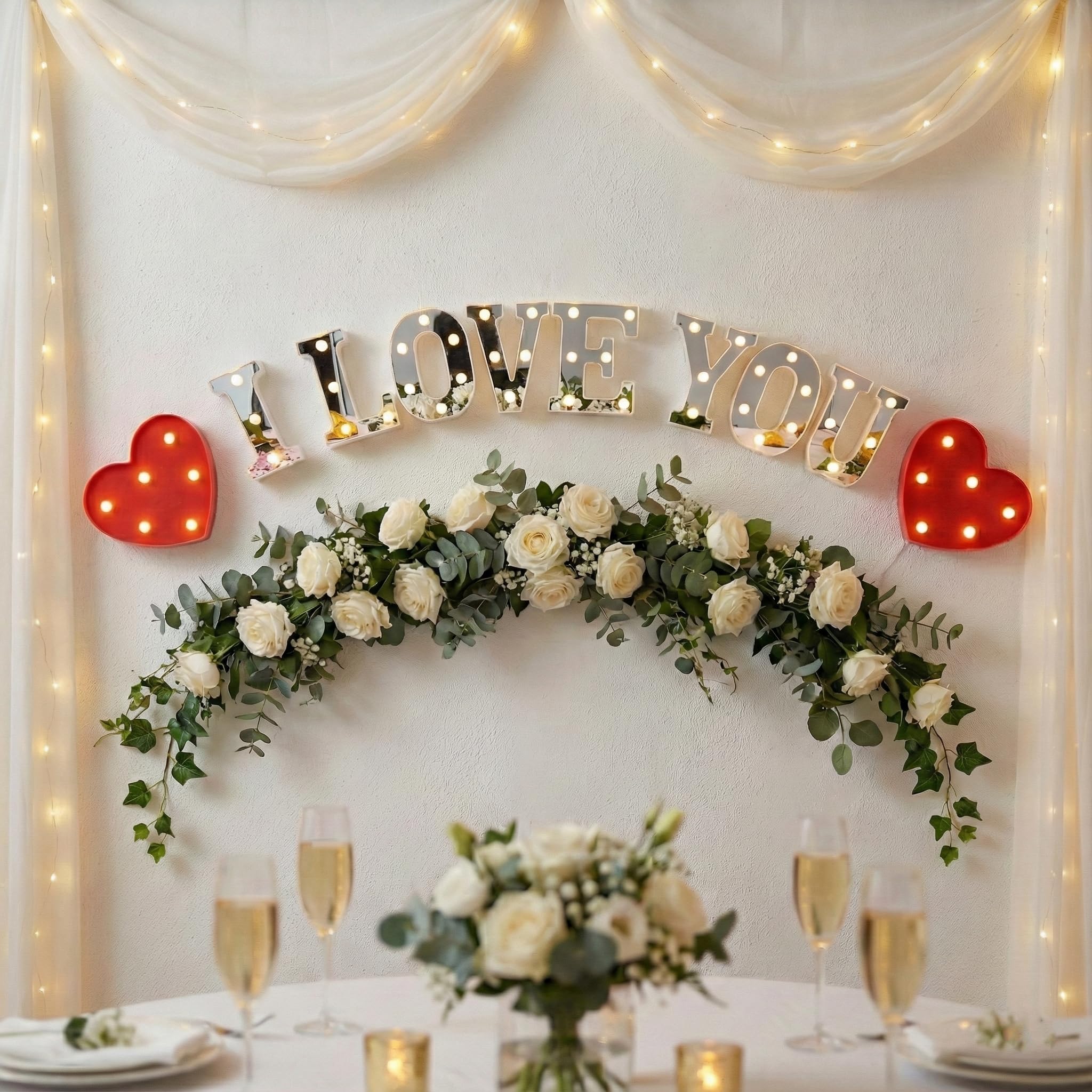Letrero iluminado con texto en inglés "I Love You", con superficie de espejo, letra de neón para el día de San Valentín, aniversario, propuesta de confesión, decoraciones románticas, novio