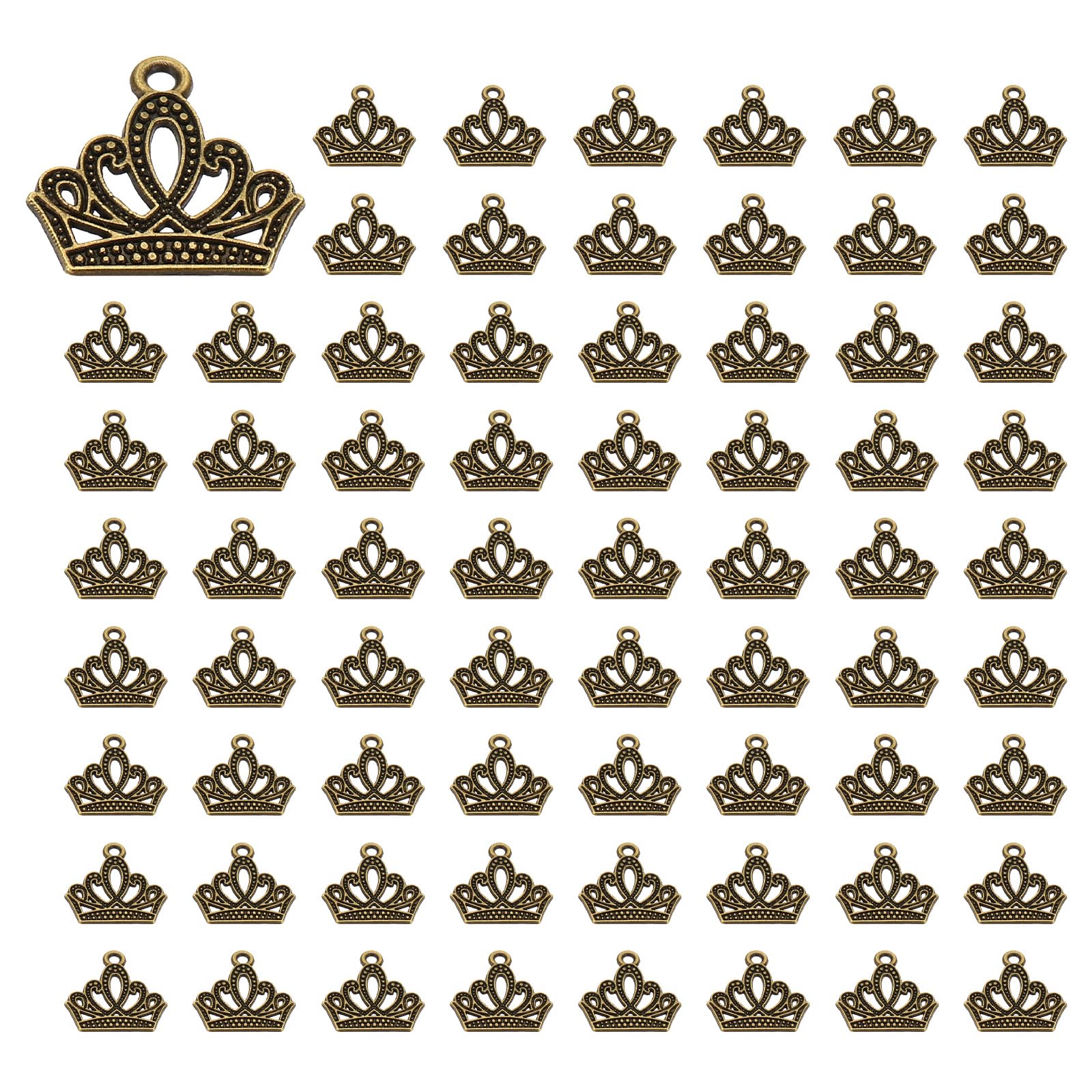 PATIKIL Crown Charm, 100 Pcs Alloy Vintage King Crown Pendant for DIY Crafts Dark Bronze, 0.67 x 0.7 Inch