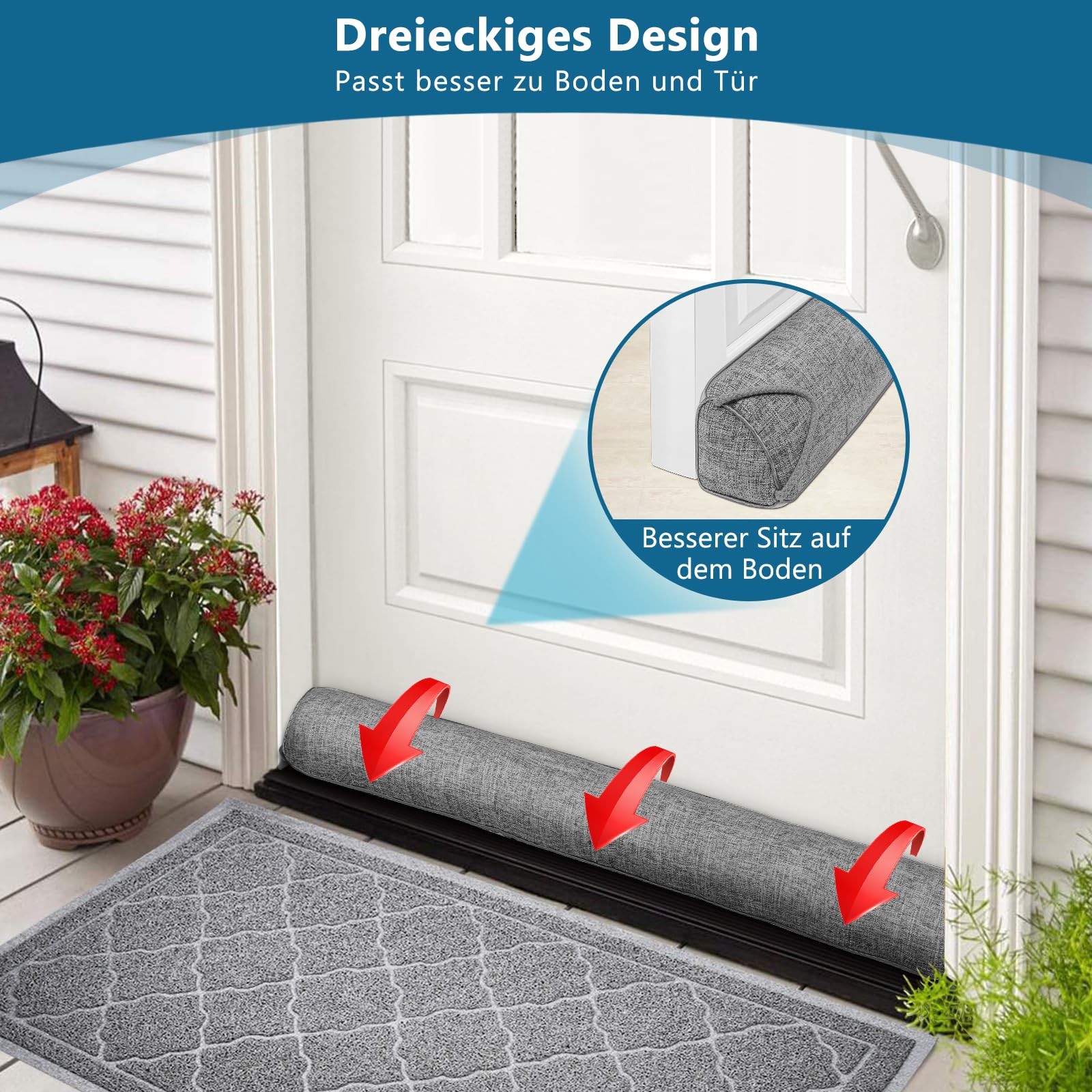 HooTown Burlete para puertas, 92 cm, pesado, burlete para puerta y ventana, color gris