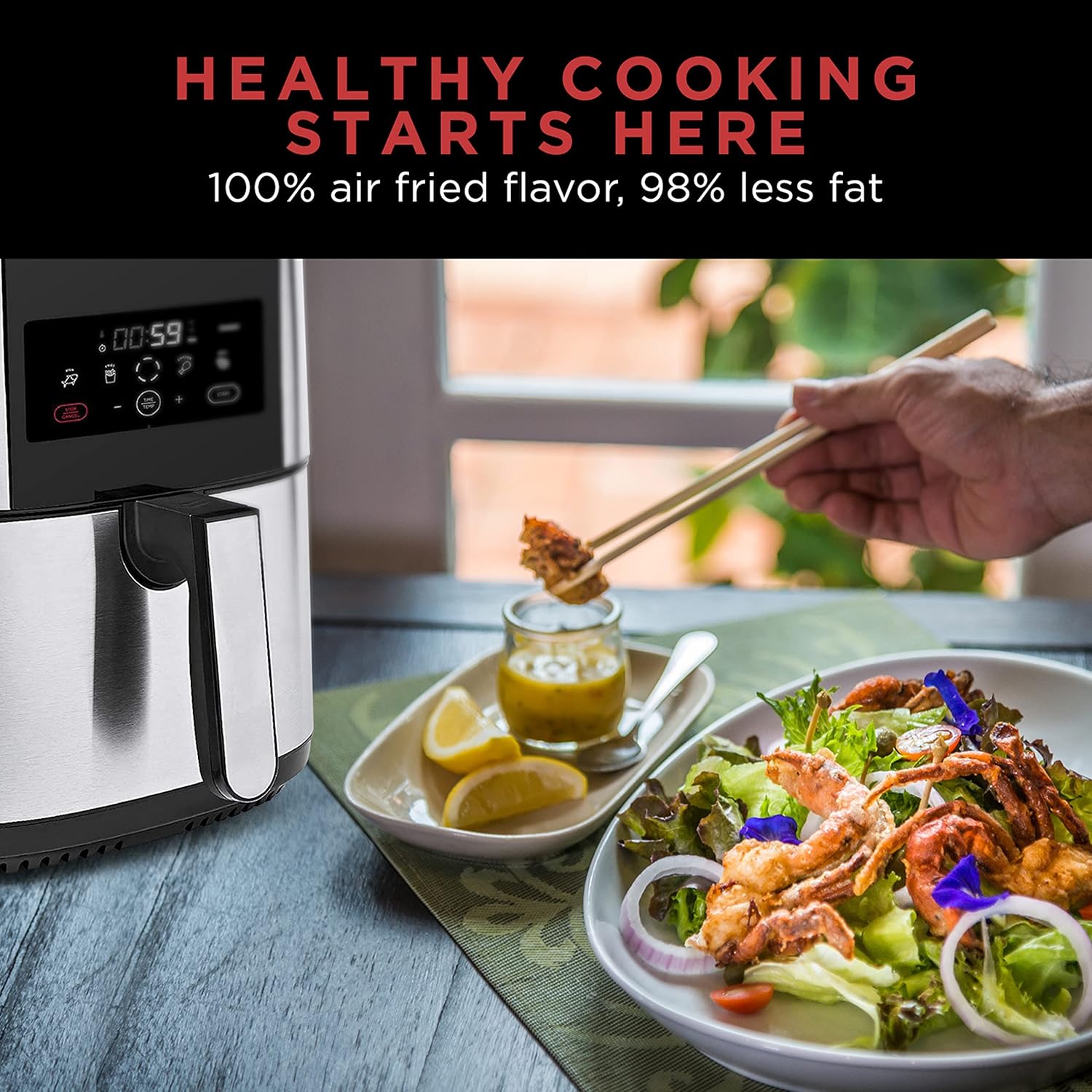 CHEFMAN Large Air Fryer Max XL 8 Qt, Healthy Cooking, User Friendly, Nonstick Stainless Steel, Digital Touch Screen with 4 Cooking Functions, BPA-Free, Dishwasher Safe Basket, Preheat & Shake Reminder : Everything Else