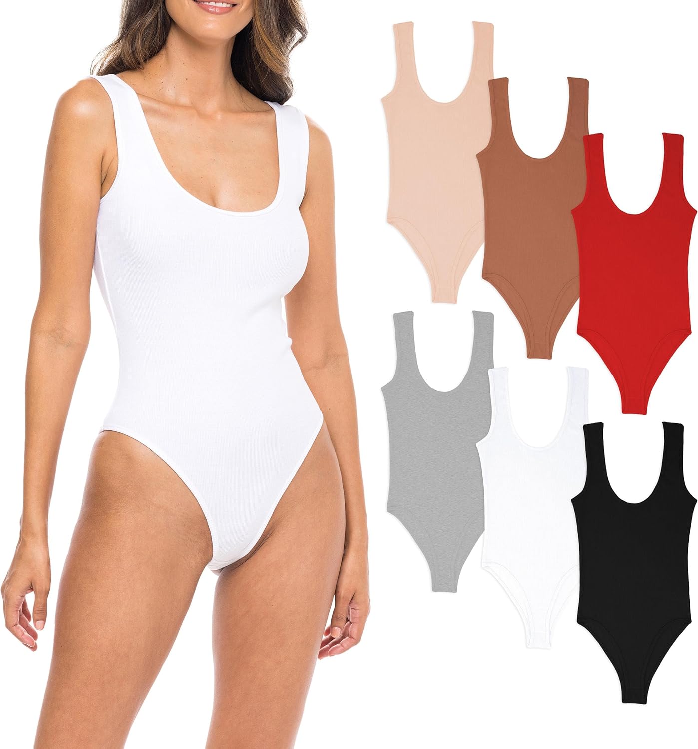 Sexy Basics Tank Top -Body Suit | Juniors Teens Petite Sized Cotton Rib Stretch Onsies | 6 Pack & 12 Pack