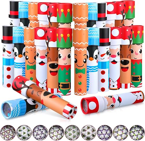 Poen 24 piezas de caleidoscopios clásicos de Navidad de 7.5 pulgadas, coloridos caleidoscopios, juguete educativo, juguetes vintage, caleidoscopios,