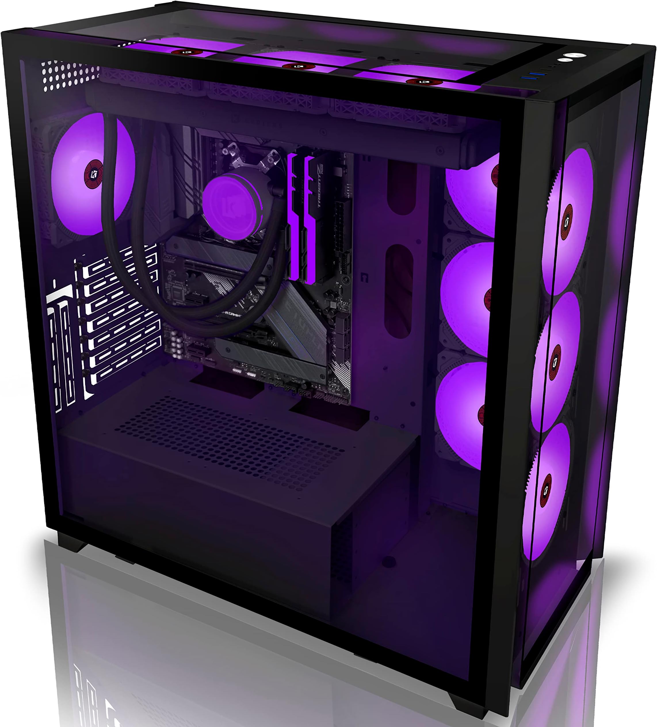 KEDIERS PC Case - C700 E-ATX Tower 3*Tempered Glass Gaming Computer Case with 10 ARGB Fans，black