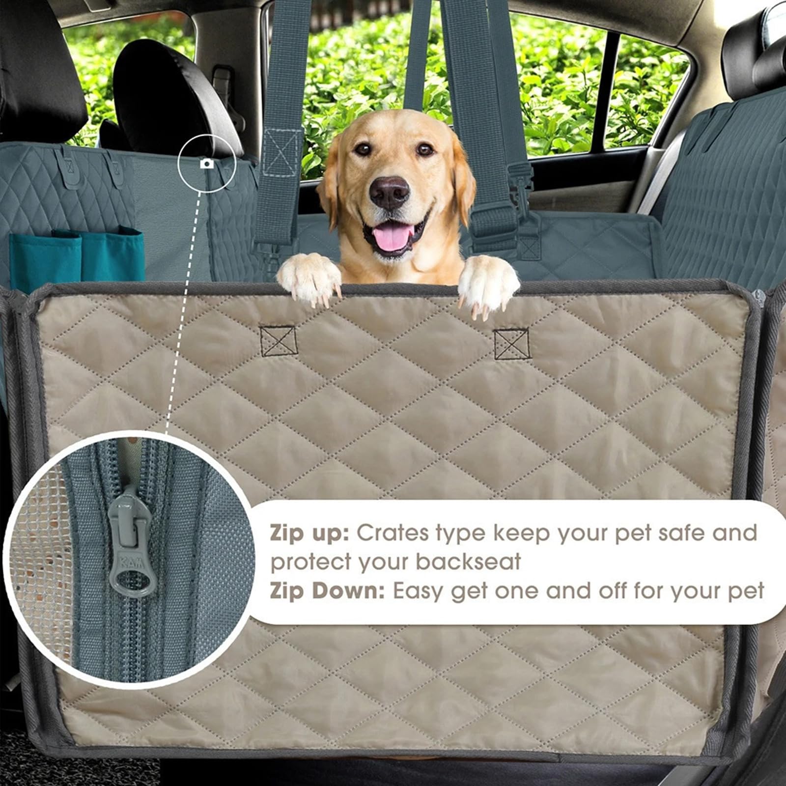 Hundedecke Auto Rückbank für Xpeng G9, Auto Hundedecke Rücksitz Seitenschutz und Aufbewahrungstasche,C C