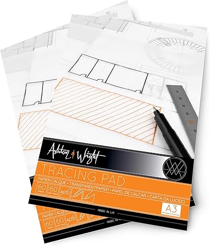 Ashton and Wright - Bloc de trazado A3 - Papel de 2.12 ozm - 60 hojas - Paquete de 5